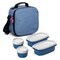 Superio Insulated Lunch Bag with Containers, Thermal Lined Lunch Box, Denim Blue